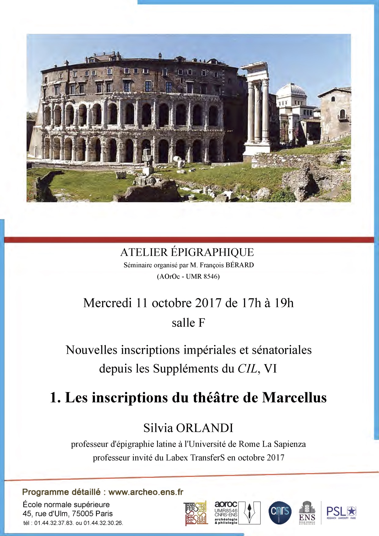 affiche inscriptions du théâtre de Marcellus, S. Orlandi